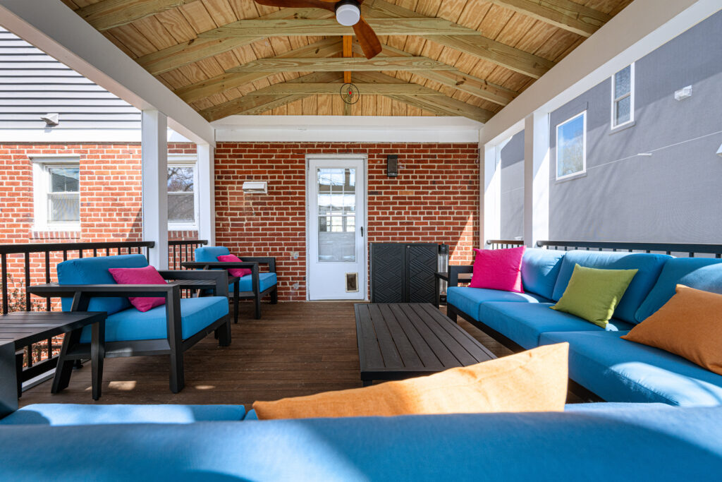 custom porch with bamboo floor